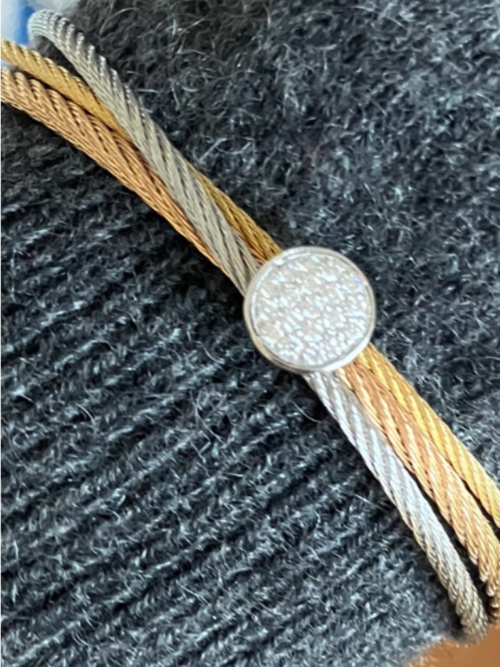 Alor 18K Gold, Tri Color Steel Cable and Diamond Bracelet